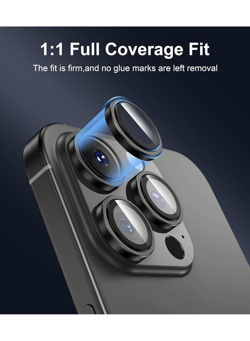 S-TOP Camera Lens Protector for iPhone 15 Pro 6.1-Inch and iPhone 15 Pro Max 6.7-Inch, 9H Tempered Glass Metal Individual Ring Cover, HD Clear, 3-Pack Dark Blue - Black - Image 5