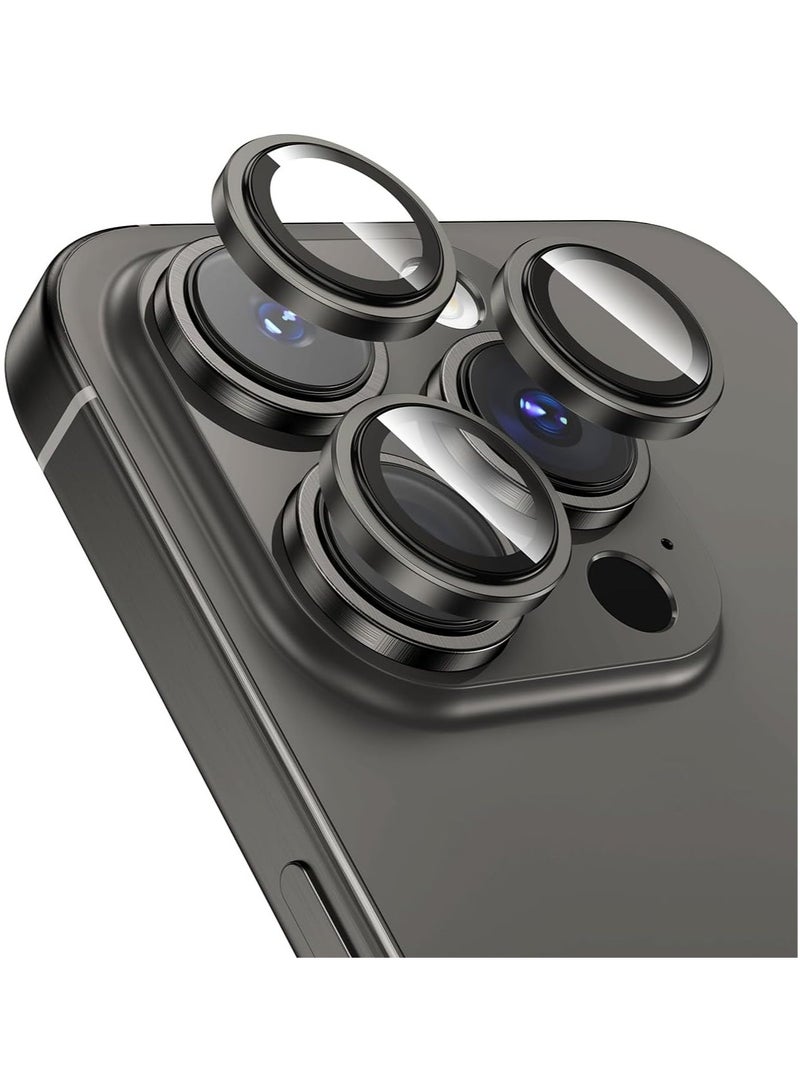 S-TOP Camera Lens Protector for iPhone 15 Pro 6.1-Inch and iPhone 15 Pro Max 6.7-Inch, 9H Tempered Glass Metal Individual Ring Cover, HD Clear, 3-Pack Dark Blue - Black - Image 1