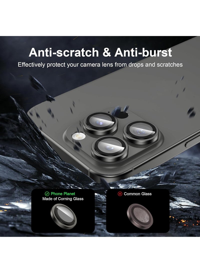 S-TOP Camera Lens Protector for iPhone 15 Pro 6.1-Inch and iPhone 15 Pro Max 6.7-Inch, 9H Tempered Glass Metal Individual Ring Cover, HD Clear, 3-Pack Dark Blue - Black - Image 4