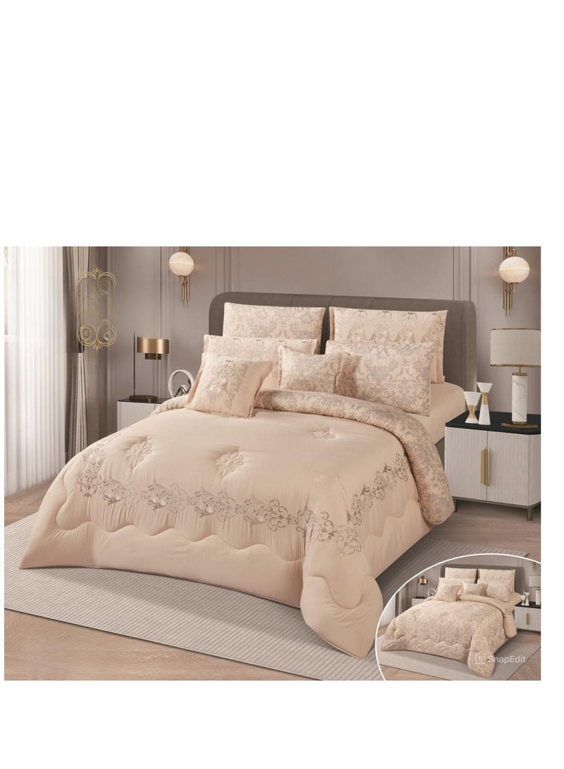 هورس لحاف  صيفي نفر 4 قطع مطرز فاخر مايكروفايبر فخم يضيف الجمال لغرفتك