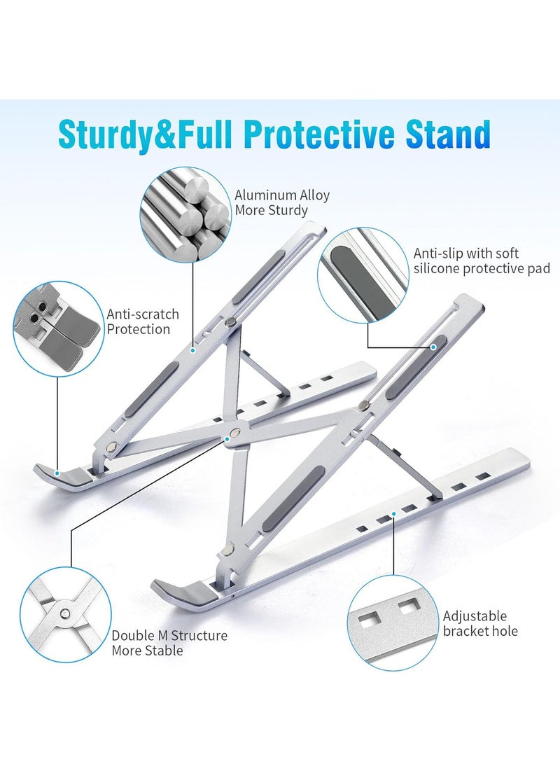 Relex Portable Laptop Stand for Desk, Foldable Adjustable Laptop Holder Eye-Level Ergonomic Lightweight Notebook Stand Compact Universal Fit for MacBook Air Pro, HP, Lenovo, Samsung - Image 2