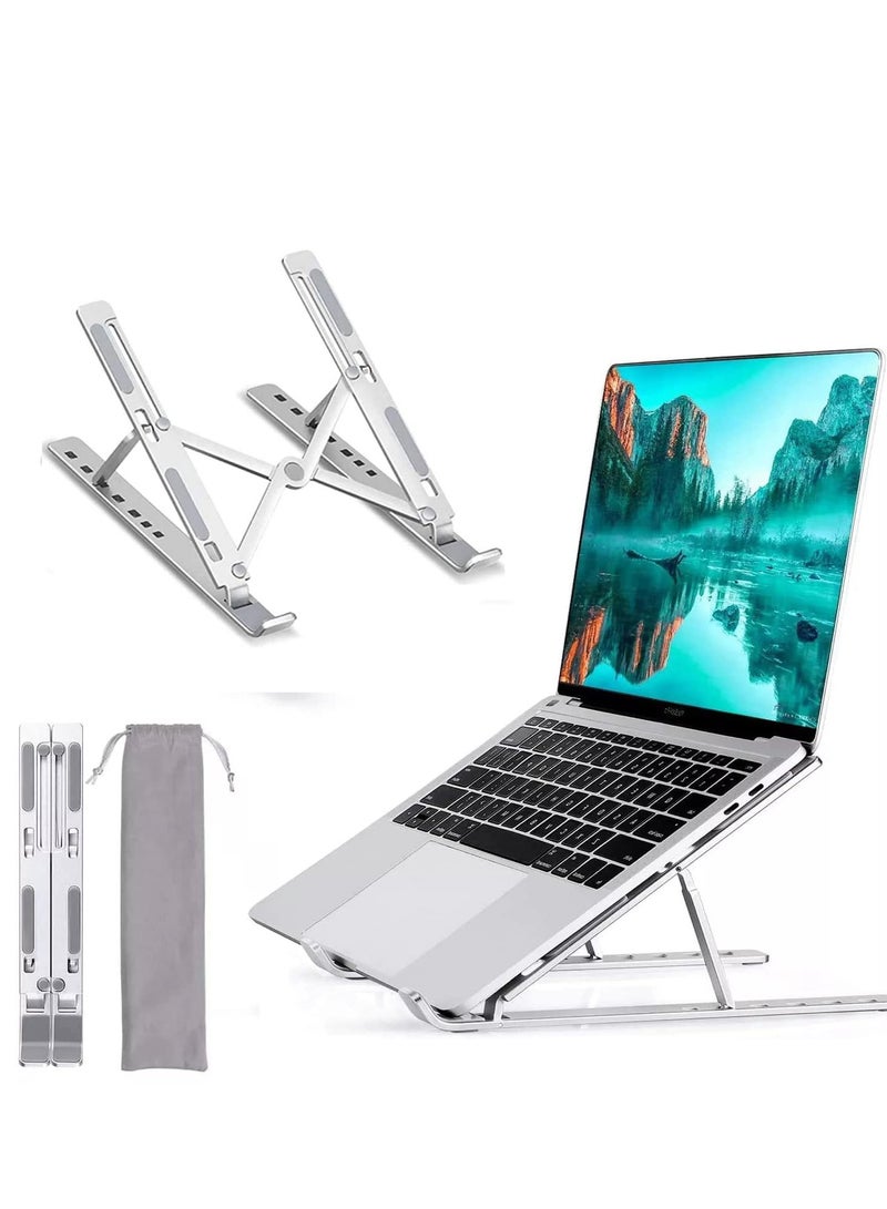 Relex Portable Laptop Stand for Desk, Foldable Adjustable Laptop Holder Eye-Level Ergonomic Lightweight Notebook Stand Compact Universal Fit for MacBook Air Pro, HP, Lenovo, Samsung - Image 1