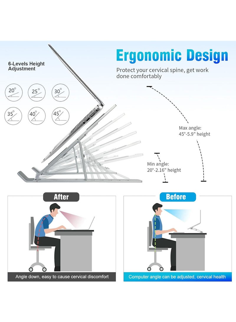 Relex Portable Laptop Stand for Desk, Foldable Adjustable Laptop Holder Eye-Level Ergonomic Lightweight Notebook Stand Compact Universal Fit for MacBook Air Pro, HP, Lenovo, Samsung - Image 3