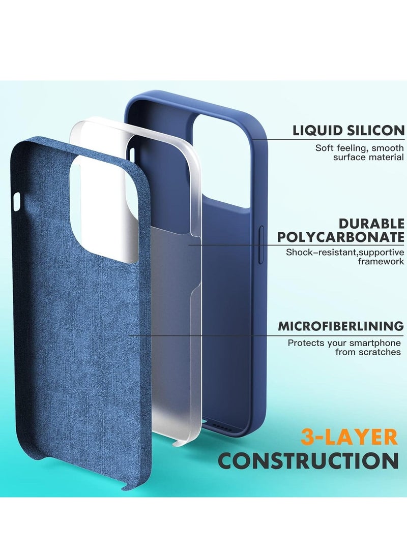 Raxoom Liquid Silicone Case for iPhone 14 Pro 6.1-Inch - Full Rubber Protection, Anti-Scratch, Drop Proof (Navy Blue) - Image 2