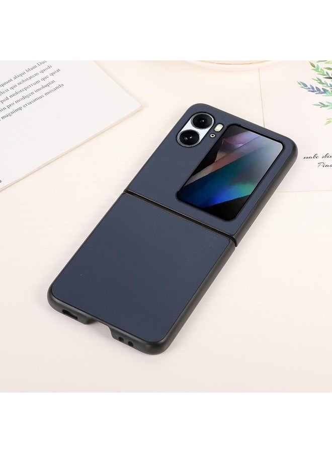 HuHa Case Cover For OPPO Find N2 Flip Lambskin Texture Genuine Leather Phone Case(Blue) - Image 2