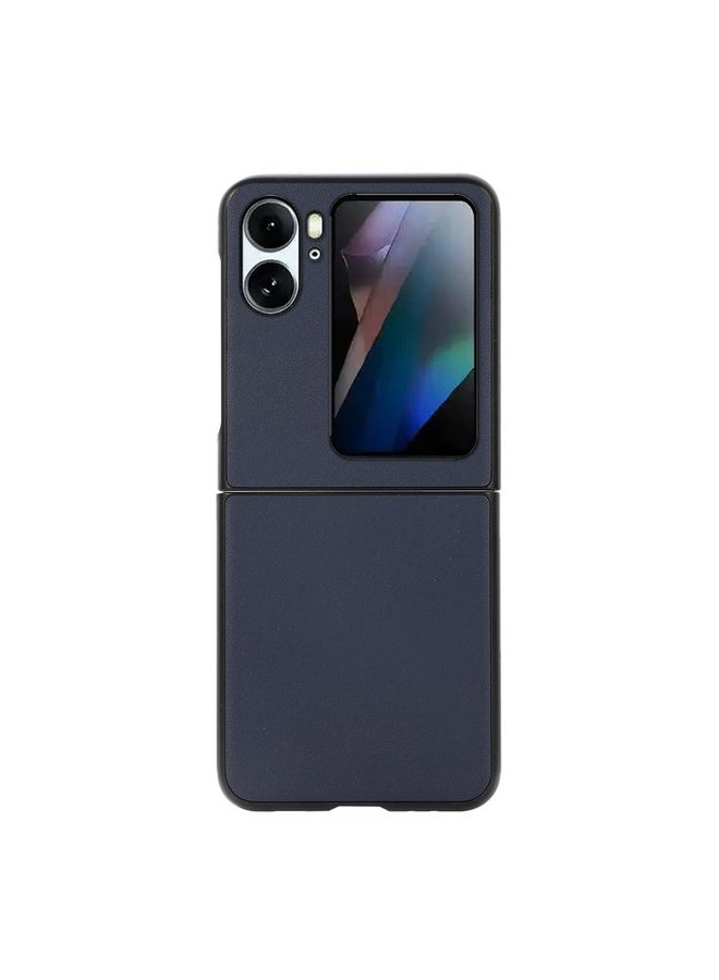 HuHa Case Cover For OPPO Find N2 Flip Lambskin Texture Genuine Leather Phone Case(Blue) - Image 1