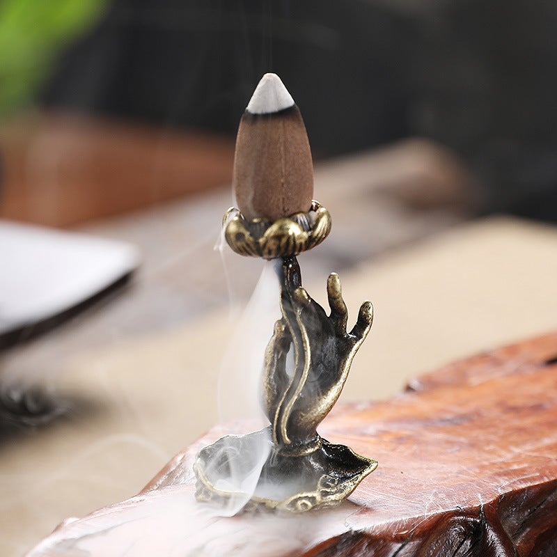 [Large Quantity Discount] Retro Brass Ornaments Bergamot Backflow Incense Insert Pure Copper Lotus Incense Insert Indoor Home Ornaments - Image 2