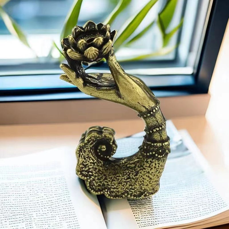[Large Quantity Discount] Retro Brass Ornaments Bergamot Backflow Incense Insert Pure Copper Lotus Incense Insert Indoor Home Ornaments - Image 3