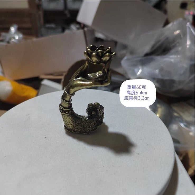 [Large Quantity Discount] Retro Brass Ornaments Bergamot Backflow Incense Insert Pure Copper Lotus Incense Insert Indoor Home Ornaments - Image 1