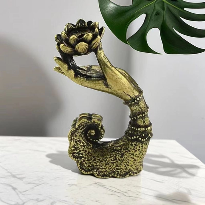 [Large Quantity Discount] Retro Brass Ornaments Bergamot Backflow Incense Insert Pure Copper Lotus Incense Insert Indoor Home Ornaments - Image 4