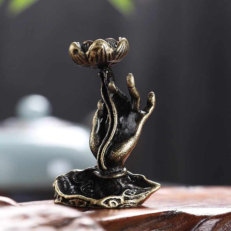 [Large Quantity Discount] Retro Brass Ornaments Bergamot Backflow Incense Insert Pure Copper Lotus Incense Insert Indoor Home Ornaments - Image 5