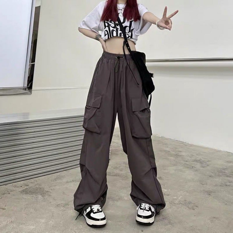 American Style Retro Work Pants Casual Pants Mens and Womens Summer Straight New Arrival Leg-legged Trousers Loose Mens High Street Trendy Wine red - Image 3