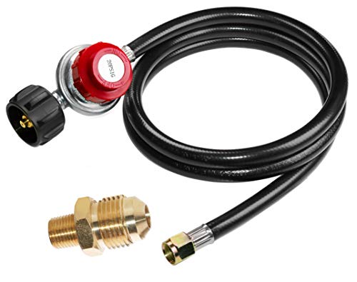 DOZYANT 5 feet 0-20 PSI Adjustable High Pressure Propane Regulator with Hose, LP Gas Grill Regulator Hose with 1/8 MNPT Pipe Fitting for QCC1 Tank,Fits for Grill,Burner,Turkey Fryer,Cooker,Firepit and More - Image 1