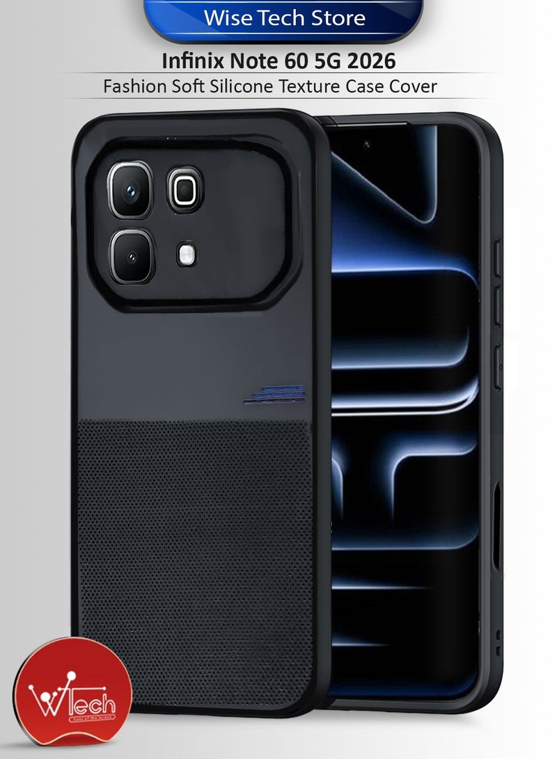 Wtech Infinix Note 60 5G 2026 Fashion Soft Silicone Texture Case Cover (MCRPSN) - Black & Infinix Note 60 / Infinix Note 60 Pro 5G 2026 Premium E2E Series Full Glue Full Cover Tempered Glass Screen Protector (MSGECN) - Clear/Black Bundle - Image 2