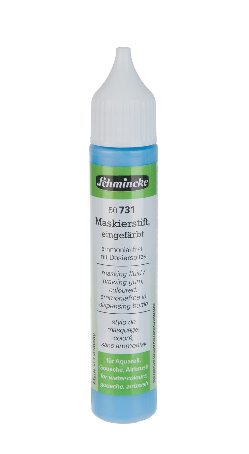 Schmincke Masking pen colored 25 ml 50 731 005 dosing pen blue masking liquid for opaque areas of paintingson watercolor paper ammoniafree