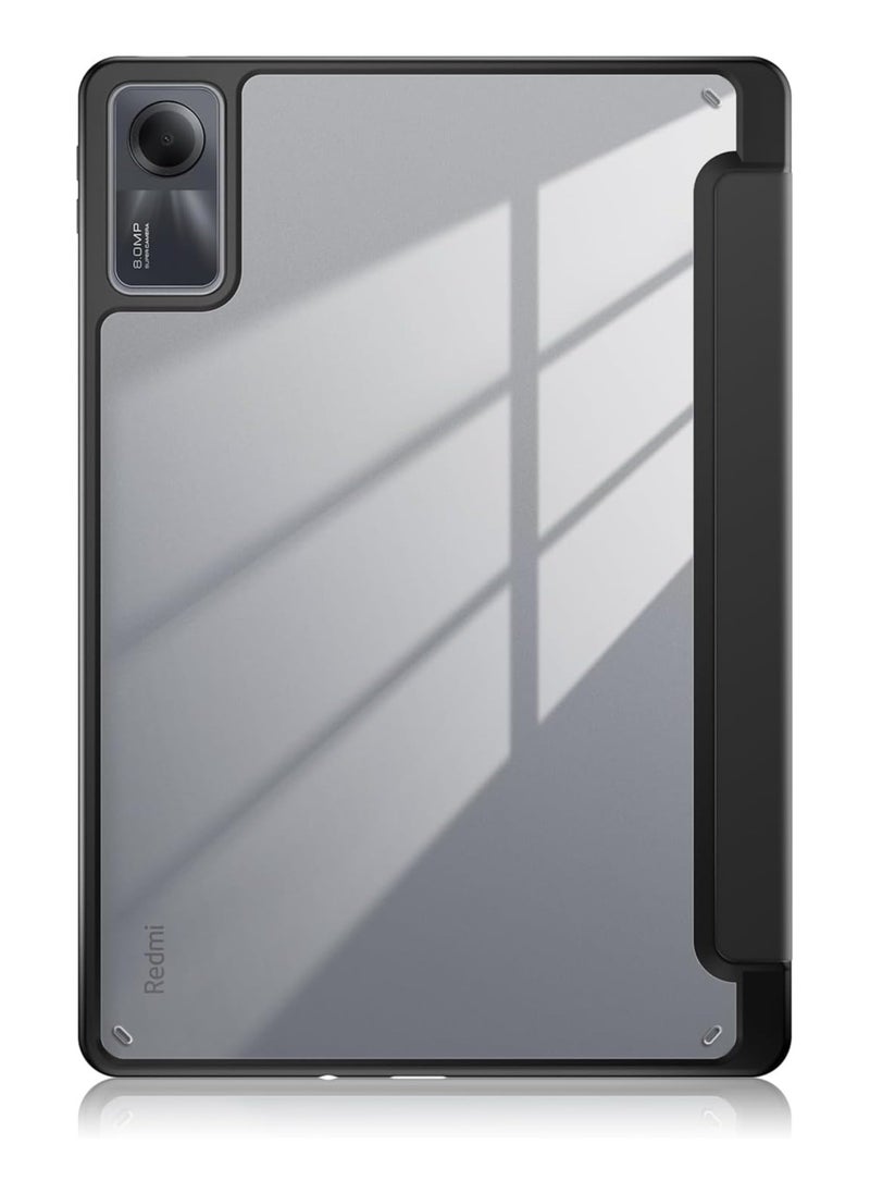 EVO Clear Transparent PC Back Case for Xiaomi Redmi Pad SE 11 Inch 2023 with Pen Stand, Ultra Slim Case with Stand Function and Auto-Sleep/Wake, Black  - Image 2