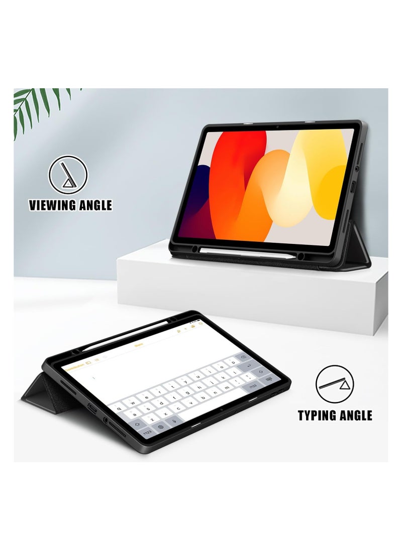 EVO Clear Transparent PC Back Case for Xiaomi Redmi Pad SE 11 Inch 2023 with Pen Stand, Ultra Slim Case with Stand Function and Auto-Sleep/Wake, Black  - Image 4