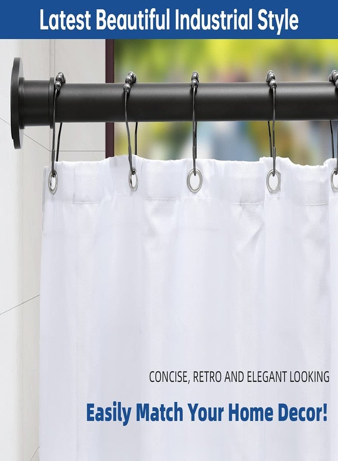 BRIOFOX Industrial Shower Curtain Rod - Never Rust Non-Slip 43-72 Inch Stainless Steel, Matte Black - Image 2