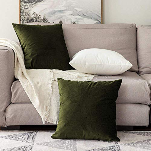 Khooti Velvet Cushion Cover, 14x14 | Mehandi | Pack of 1 | Solid Plain Soft & Smooth, Decorative Cushion Covers for Living Room, Bedroom, Couches, Chairs, Sofas, Beds & Home Decor - Image 5
