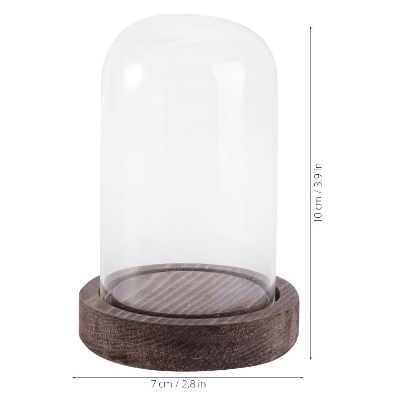 2 pcs U Shape Cake Glass Shade Cake Dome Wood Base Handmade Multifunctional Glass Cover (60x90mm Random Base Color) - Image 4