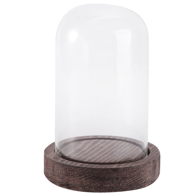 2 pcs U Shape Cake Glass Shade Cake Dome Wood Base Handmade Multifunctional Glass Cover (60x90mm Random Base Color) - Image 3