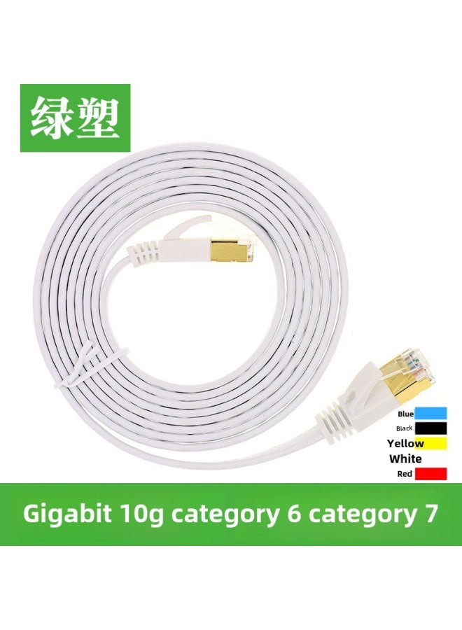 Class 7 Flat Network Cable Class 7 Cat 70000 Trillion Pure Copper Shielded Network Jumper 0.2m0.3m0.5m1m2m3m5m-Color:Spot Red 【copper Shell Gold Plated Head】】-Line Length:8 M - Image 2