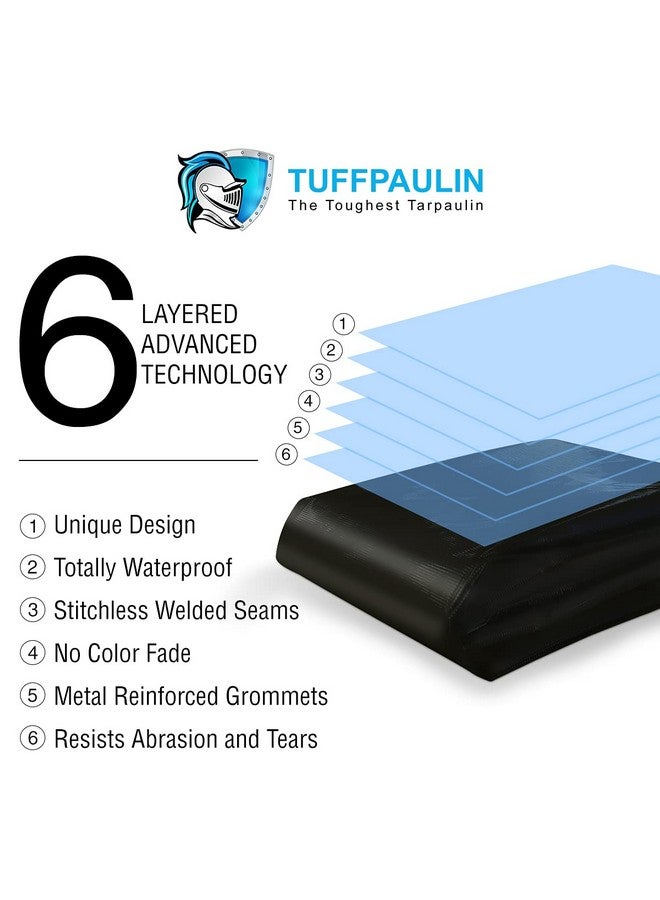 TUFFPAULIN TUFFPAULIN 6FT X 6FT 120 GSM Black Tarpaulin Tirpal Tadpatri Tharpai Thadika, Extra Strong, Reinforced Eyelets, UV Resistant, 100% Waterproof Virgin, 6 Layer MLCL 3D Rib Technology-1 No., Plastic  - Image 2