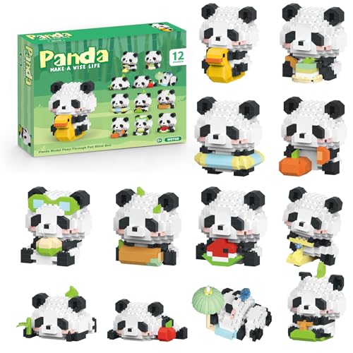 APENGBAOL Animals Building Block SetsMicro Mini Animals Party Favors for Kids Birthday Gift for Boy Girl12 Pack Pandas - Image 1