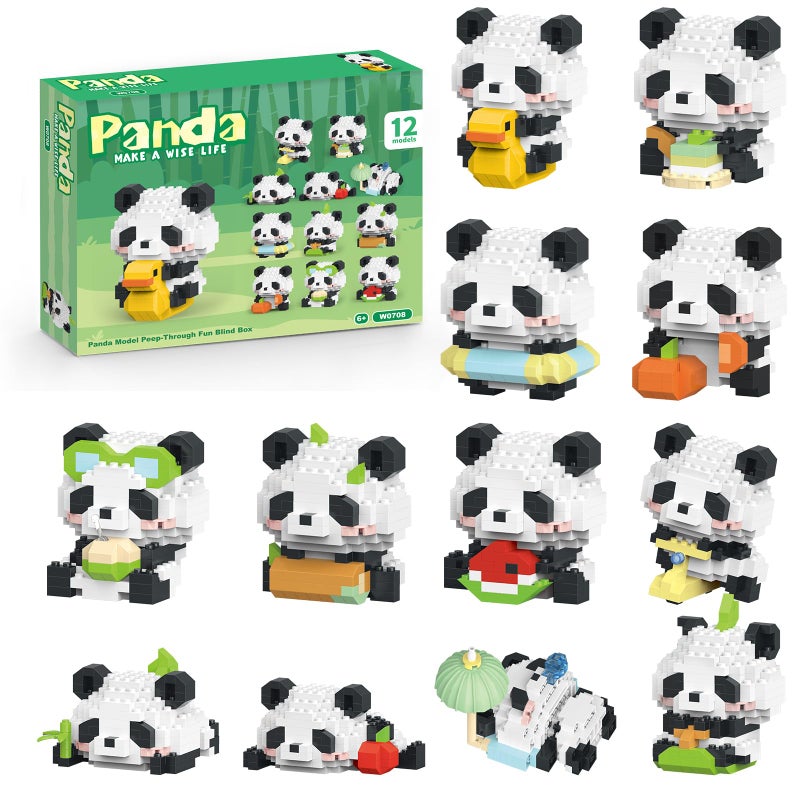 APENGBAOL Animals Building Block SetsMicro Mini Animals Party Favors for Kids Birthday Gift for Boy Girl12 Pack Pandas - Image 3