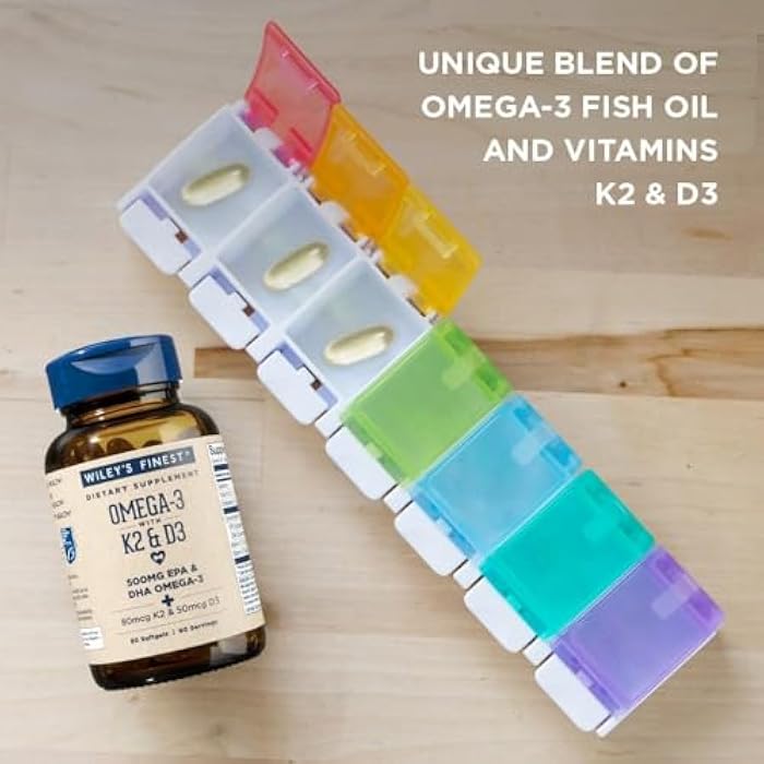 Wiley's Finest Wild Alaskan Fish Oil Vitamin K2 & D3 Softgels - 500mg of EPA and DHA Omega-3s for Bone and Heart Health Support - 60 Softgels (60 Servings) - Image 5