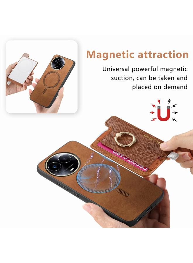 erorex Case For Realme GT Neo5 SE 5G Retro Magsafe Cross Leather Ring Holder Card Bag Phone Case - Image 3