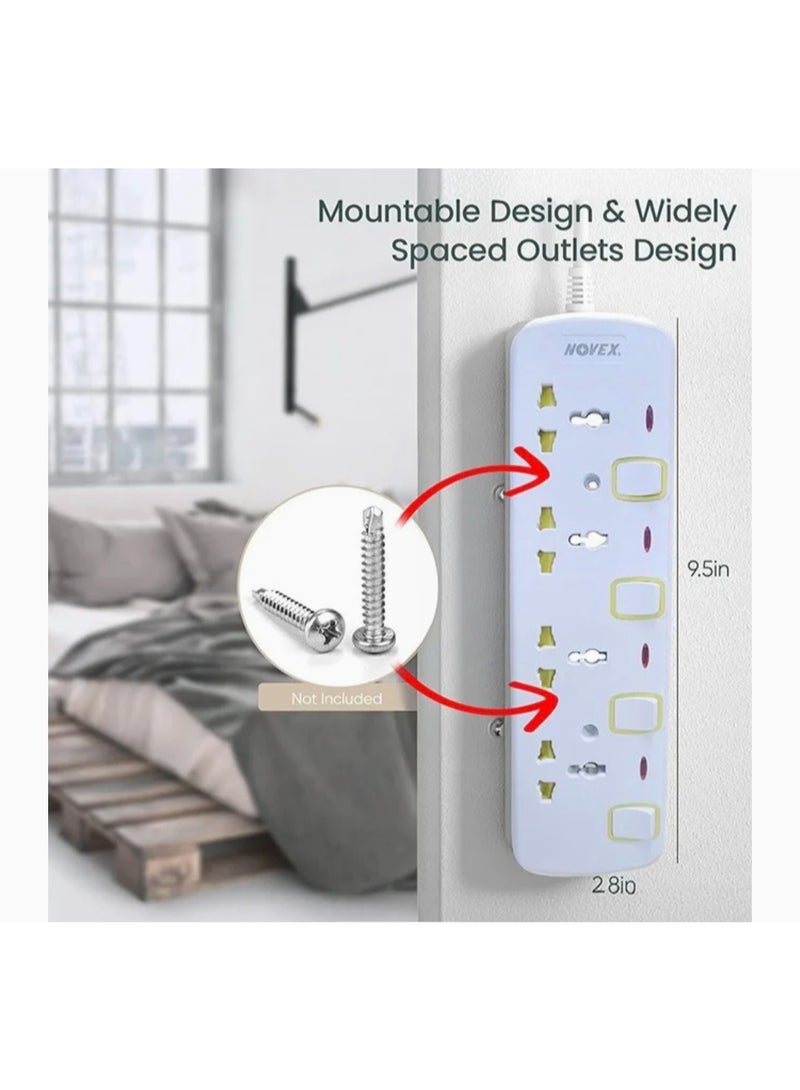 NOVEX 5-Way Extension Socket with Individual Switches, 5 Meter Heavy Duty Cable, 13A 3250W, ESMA Certified, Child Safety Shutters - N-D105-5M - Image 5