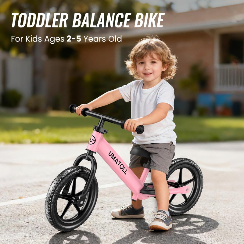 Umatoll Toddler Balance Bike for 2-5 Year Old, Adjustable Kids Toy Bicycle, Birthday Ideal Gift for Ages 2-3 Girls Boys (Pink) - Image 2