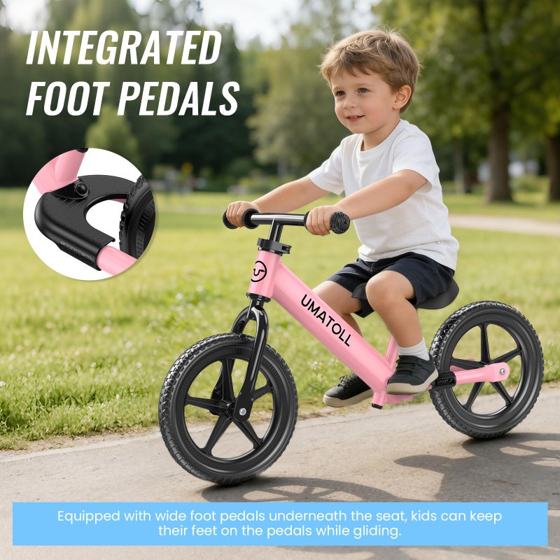 Umatoll Toddler Balance Bike for 2-5 Year Old, Adjustable Kids Toy Bicycle, Birthday Ideal Gift for Ages 2-3 Girls Boys (Pink) - Image 4