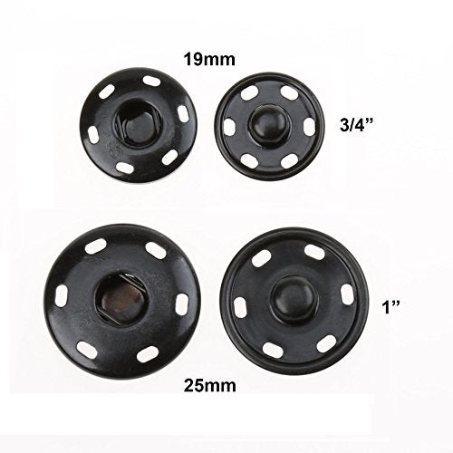 COTOWIN Sew-On Snaps,Black Press Buttons,Pack of 10,19mm - Image 4