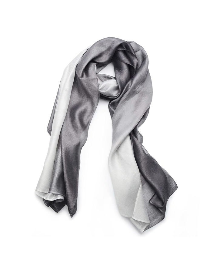 SNUG STAR Elegant Scarf Cotton Silk Scarf Elegant Soft Wraps Color Shade Scarves for Women Girls, Dark grey, One size - Image 1