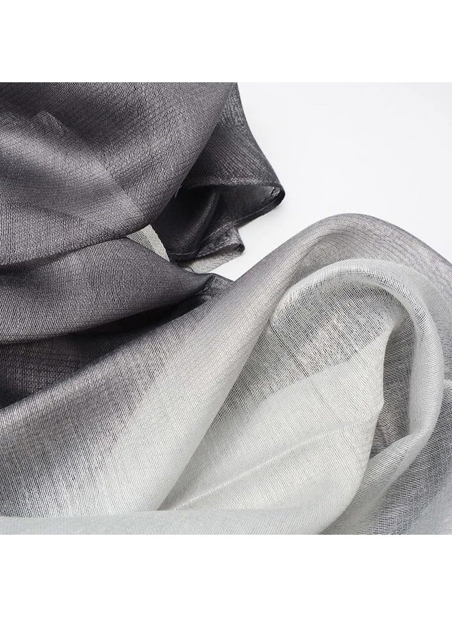 SNUG STAR Elegant Scarf Cotton Silk Scarf Elegant Soft Wraps Color Shade Scarves for Women Girls, Dark grey, One size - Image 2