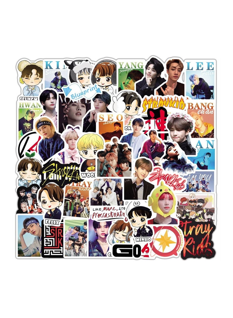 مجموعة من 50 قطعة من ملصقات الفينيل المقاومة للماء من مجموعة Stray Kids