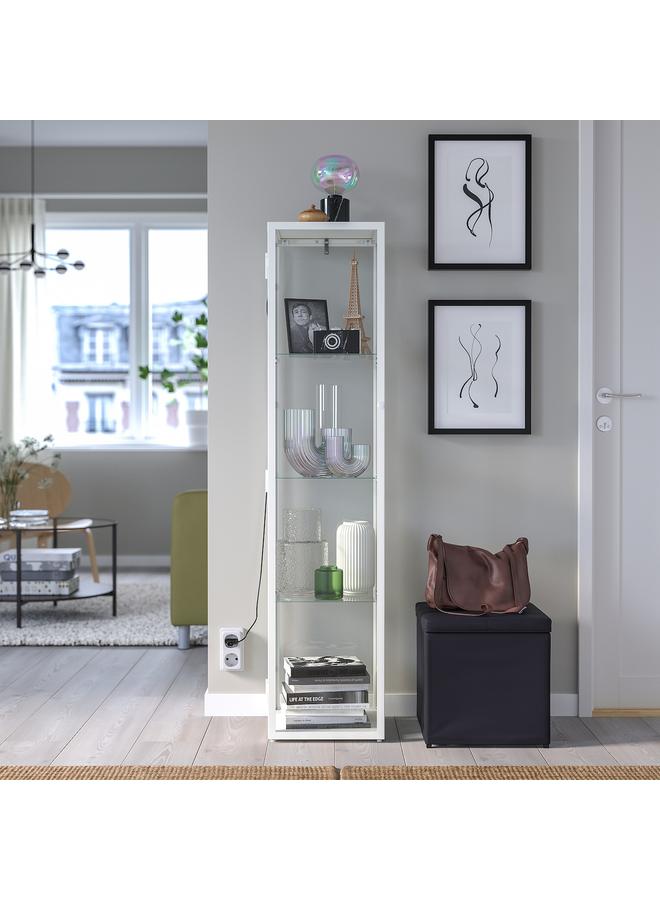 Zaboon Glass-Door Cabinet, White, 35X32X151 Cm - Image 2