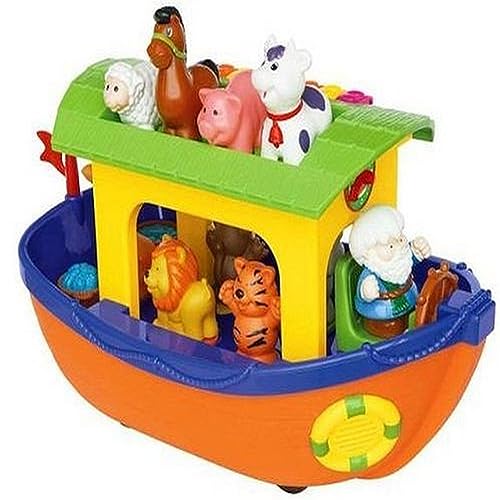 Kiddieland Toys Limited Noahs Ark Shape Sorter Toy Musical Piano Sounds 9 Animal Figures FreeWheeling PushAlong Boat for Toddlers and Preschool Kids - Image 1