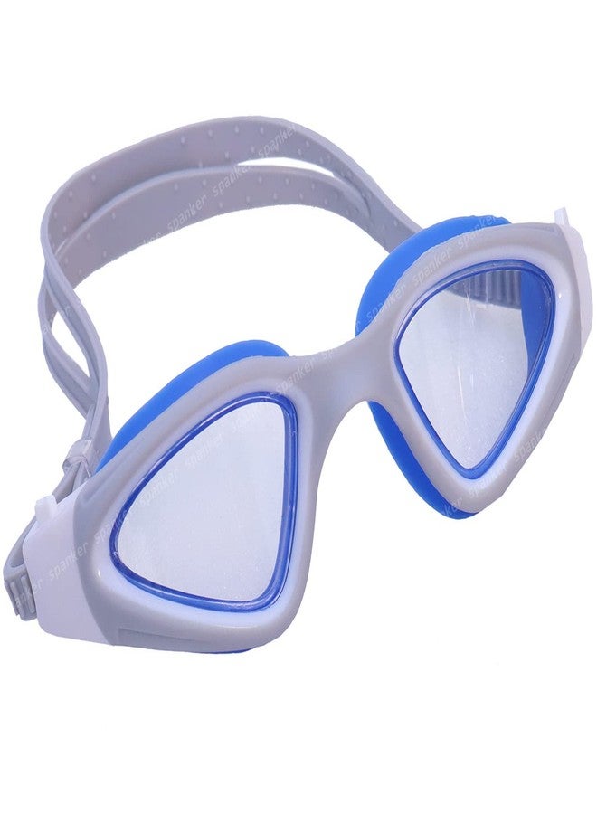 Spanker Ultra Design Anti Fog No Leaking UV Protection Wide View Swim Goggles For Women Men Adult, Blue-White SSTP - Image 1