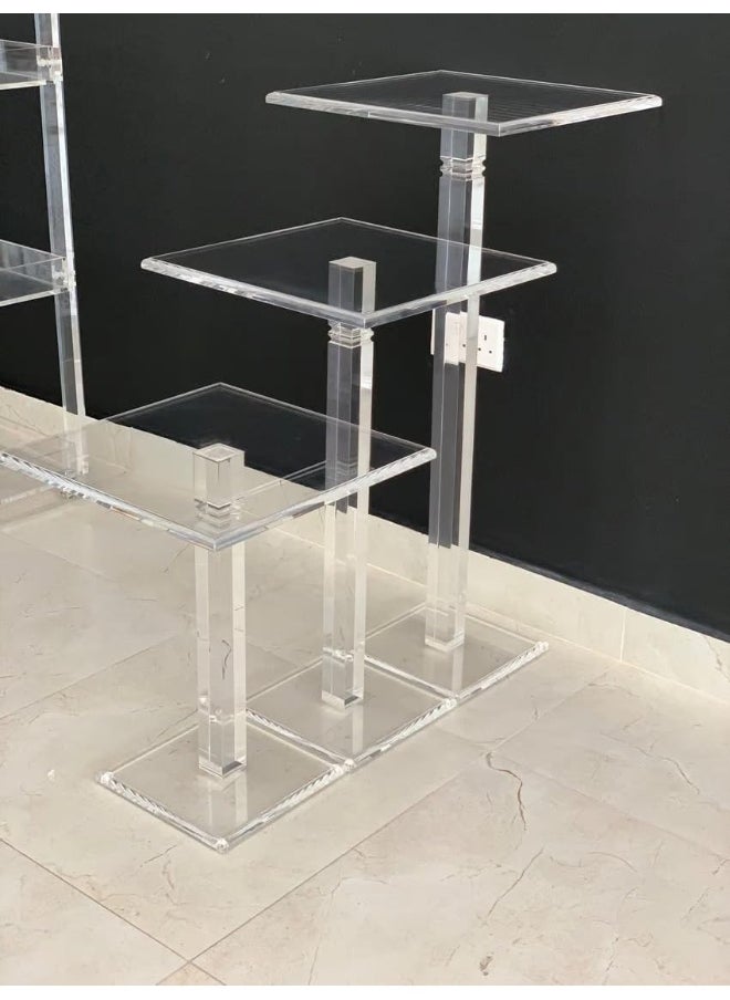 Horoof Market Horoof Home® Triple Acrylic Display Stand – Modern Clear Design, Sturdy Multi-Level Shelving for Home & Office, 40x90x120 cm  - Image 1