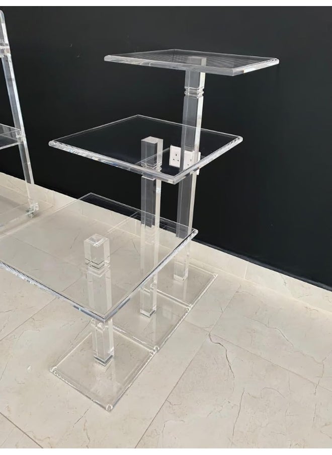 Horoof Market Horoof Home® Triple Acrylic Display Stand – Modern Clear Design, Sturdy Multi-Level Shelving for Home & Office, 40x90x120 cm  - Image 2