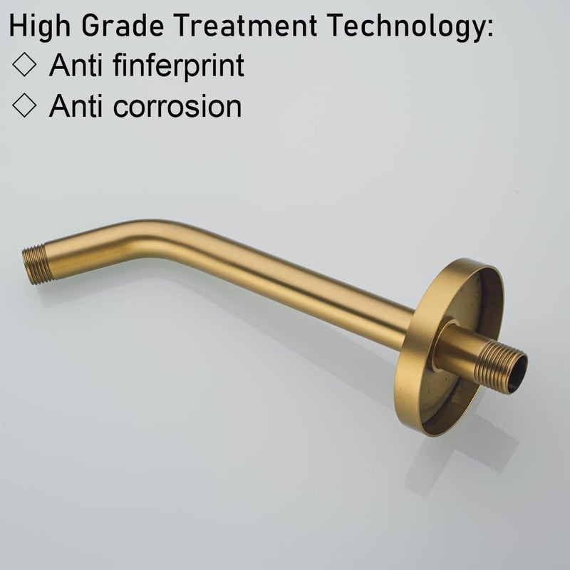 Random 10 Inch Champagne Bronze Shower Arm with Flange,90 Degree Rain Shower Head Extension Arm.RD91018-10-CB - Image 2
