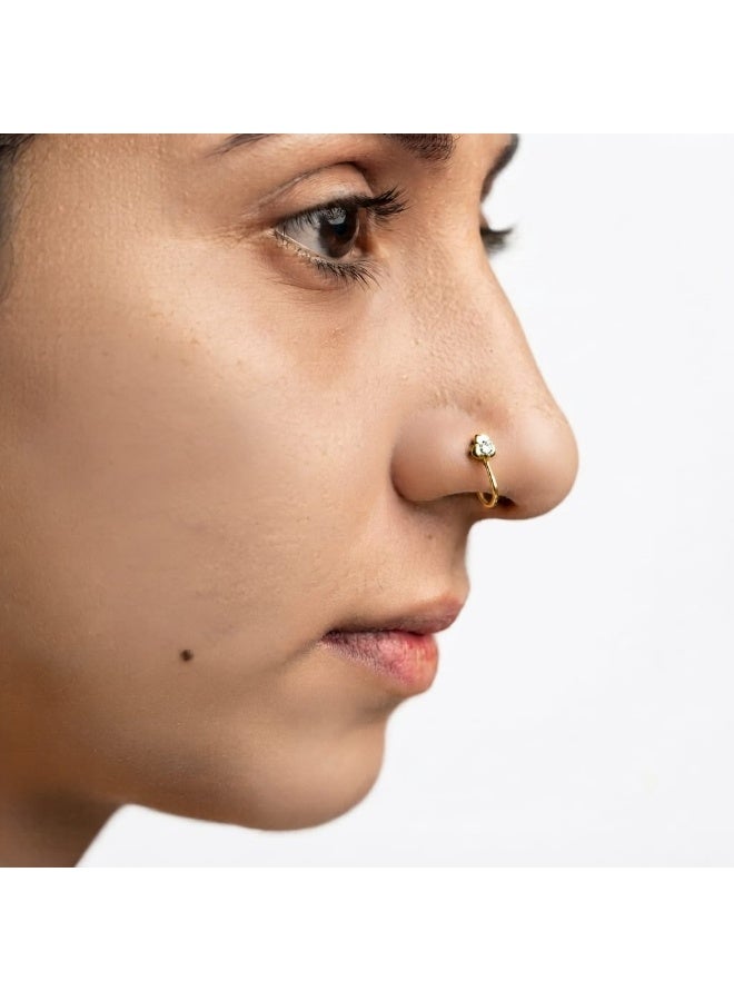 2-Piece Gold and Silver Flower-Design Clip-On Nose Piercing Set Non-Piercing - Image 4