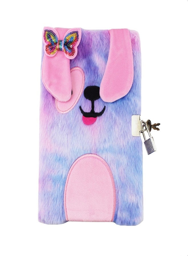 YankMooM Dog Diary with Lock for Girls, Blue Secret Journal for Kids Hardcover Fluffy Tie-Dye Notebook Gift for Writing and Drawing - Image 1