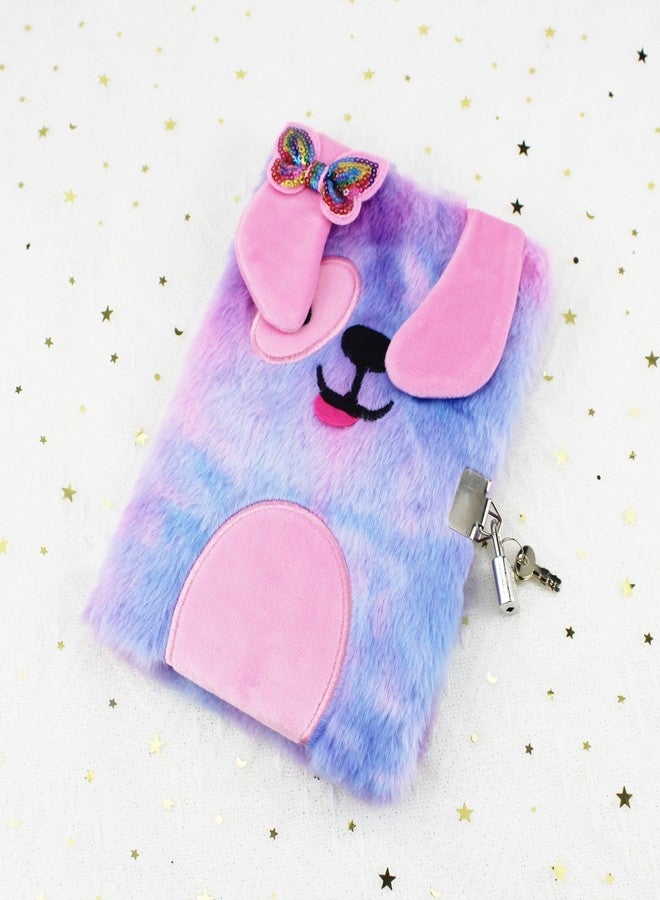 YankMooM Dog Diary with Lock for Girls, Blue Secret Journal for Kids Hardcover Fluffy Tie-Dye Notebook Gift for Writing and Drawing - Image 2