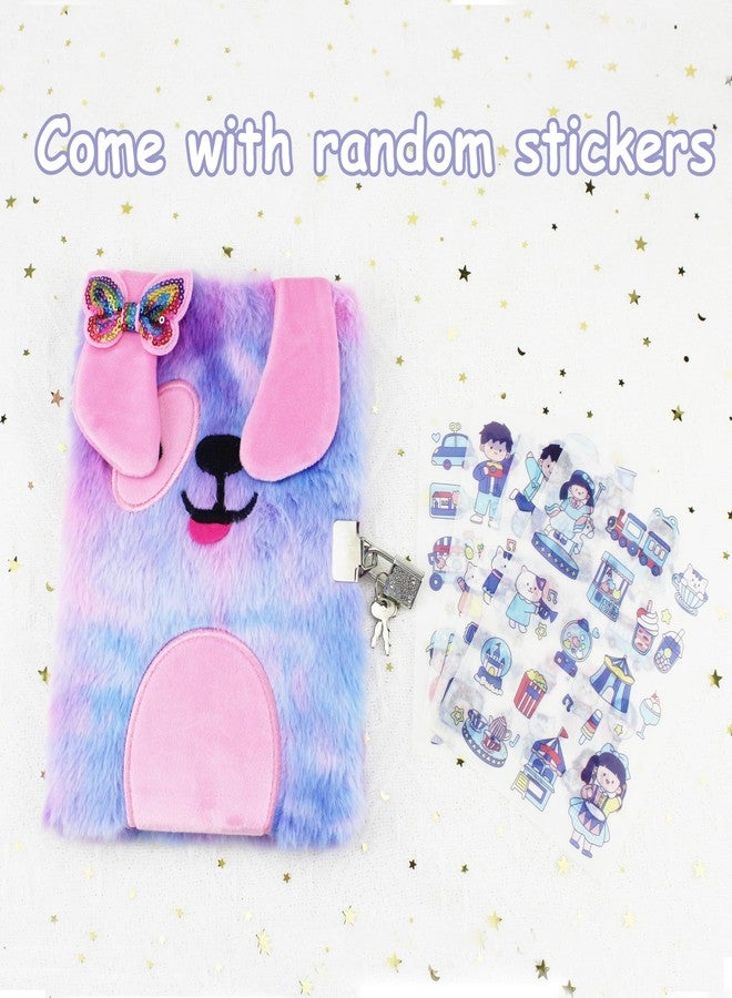 YankMooM Dog Diary with Lock for Girls, Blue Secret Journal for Kids Hardcover Fluffy Tie-Dye Notebook Gift for Writing and Drawing - Image 4