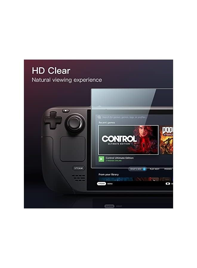 جي تيك واقي شاشة لجهاز Steam Deck OLED مقاس 7.4 بوصات (2023) وSteam Deck مقاس 7 بوصات (2021 و2022)، طبقة من الزجاج المقوى 9H، شفاف عالي الدقة مضاد للخدش، عبوتان - Image 3