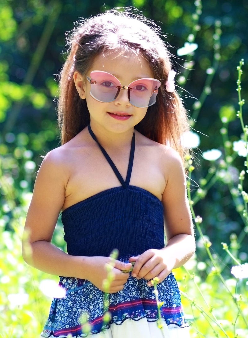 Barakah Kid Sunglasses Rimless Butterfly Shaped Trendy Cute Glasses Fairy Transparent Butterfly Glasses Vintage Gradient Frame Eye Glasses Fashionable 90s Girls' Sunglasses 4 Pairs - Image 5